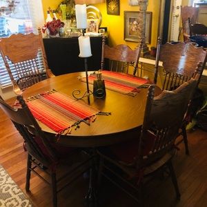 Antique craw feet table with chairs. Restored